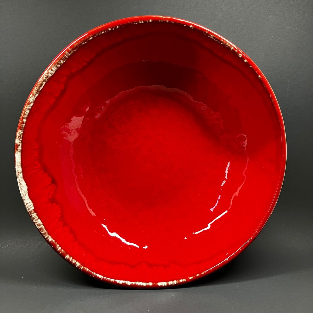Umbriaverde Ceramiche Serving Bowl 12in Red Handmade Italy Large Centerpiece